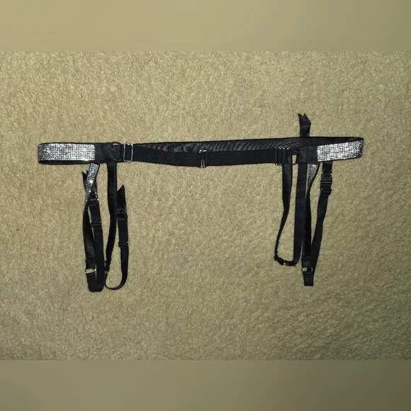 Victoria\'s Secret Black Belt with Silver Straps s-l1200.jpg main image 4